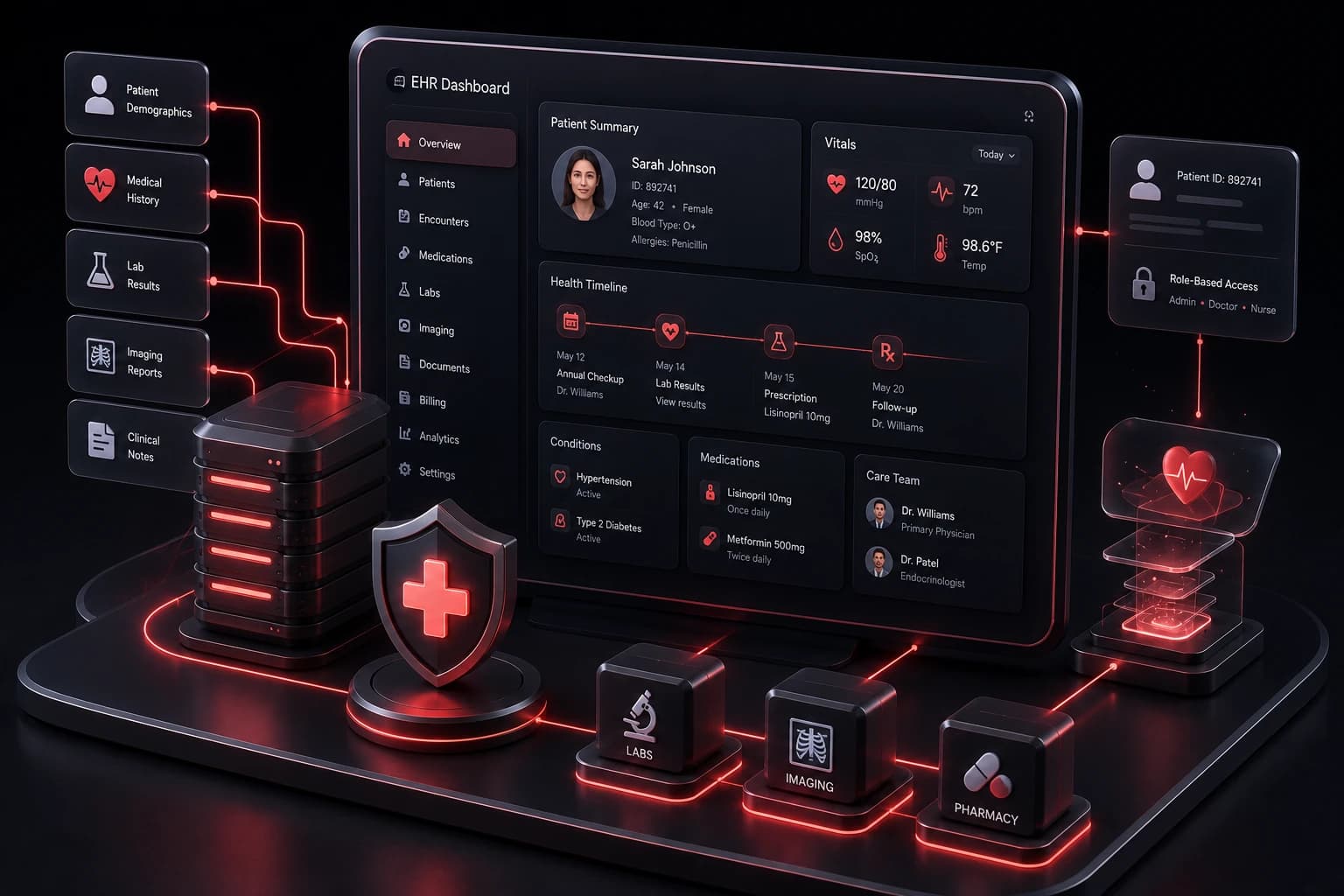 AI-Powered EHR Solutions case study illustration